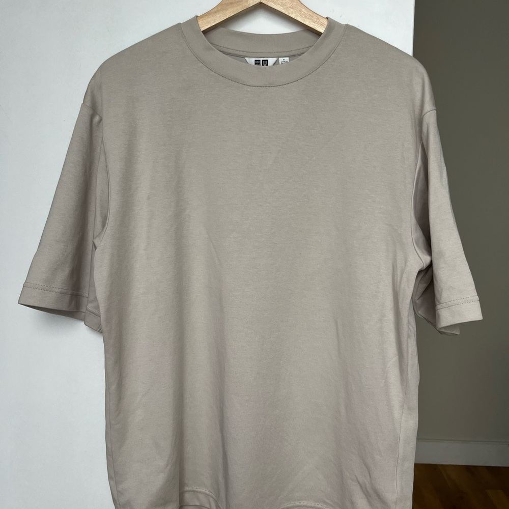 Uniqlo U Lemaire Crewneck Oversized Men's Beige Tan T-Shirt Size S